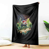 Bass Fishing Patriotic American Flag Throw Blanket - Wonder Print Shop