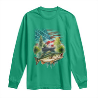 Bass Fishing Patriotic American Flag Long Sleeve Shirt - Wonder Print Shop