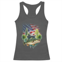 Bass Fishing Patriotic American Flag Racerback Tank Top - Wonder Print Shop