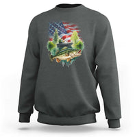 Bass Fishing Patriotic American Flag Sweatshirt - Wonder Print Shop