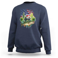 Bass Fishing Patriotic American Flag Sweatshirt - Wonder Print Shop