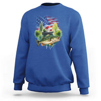 Bass Fishing Patriotic American Flag Sweatshirt - Wonder Print Shop