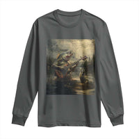 Weird Bass Fish Playing Bass Guitar Long Sleeve Shirt Funny Cursed Meme - Wonder Print Shop