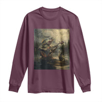 Weird Bass Fish Playing Bass Guitar Long Sleeve Shirt Funny Cursed Meme - Wonder Print Shop
