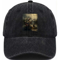 Weird Bass Fish Playing Bass Guitar Washed Cotton Baseball Cap Funny Cursed Meme