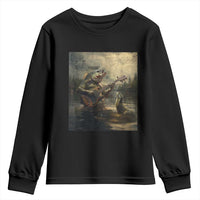 Weird Bass Fish Playing Bass Guitar Youth Sweatshirt Funny Cursed Meme - Wonder Print Shop