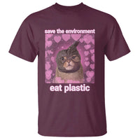 Save The Environment Eat Plastic T Shirt Funny Cute Cat Meme - Wonder Print Shop