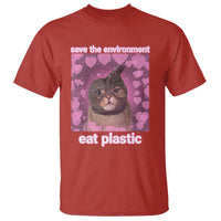 Save The Environment Eat Plastic T Shirt Funny Cute Cat Meme - Wonder Print Shop