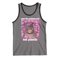 Save The Environment Eat Plastic Tank Top Funny Cute Cat Meme - Wonder Print Shop