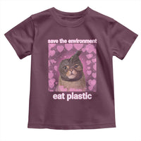 Save The Environment Eat Plastic Toddler T Shirt Funny Cute Cat Meme - Wonder Print Shop