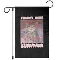 Tummy Ache Survivor Garden Flag Funny Cute Cat Meme - Wonder Print Shop