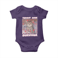 Tummy Ache Survivor Baby Onesie Funny Cute Cat Meme - Wonder Print Shop