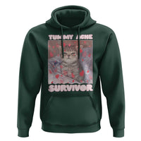 Tummy Ache Survivor Hoodie Funny Cute Cat Meme - Wonder Print Shop