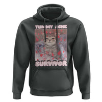 Tummy Ache Survivor Hoodie Funny Cute Cat Meme - Wonder Print Shop