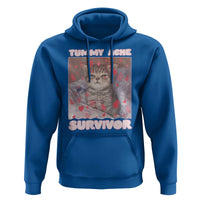 Tummy Ache Survivor Hoodie Funny Cute Cat Meme - Wonder Print Shop