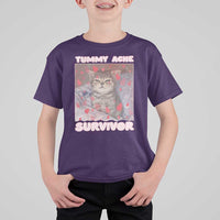 Tummy Ache Survivor T Shirt For Kid Funny Cute Cat Meme - Wonder Print Shop