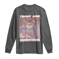 Tummy Ache Survivor Long Sleeve Shirt Funny Cute Cat Meme - Wonder Print Shop