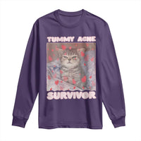 Tummy Ache Survivor Long Sleeve Shirt Funny Cute Cat Meme - Wonder Print Shop