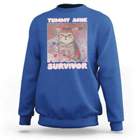 Tummy Ache Survivor Sweatshirt Funny Cute Cat Meme - Wonder Print Shop