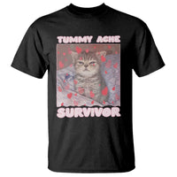 Tummy Ache Survivor T Shirt Funny Cute Cat Meme - Wonder Print Shop