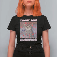 Tummy Ache Survivor T Shirt For Women Funny Cute Cat Meme - Wonder Print Shop