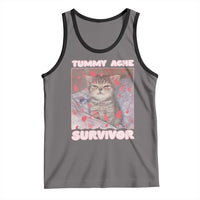 Tummy Ache Survivor Tank Top Funny Cute Cat Meme - Wonder Print Shop