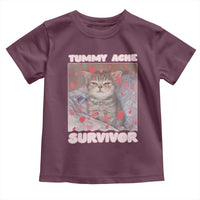 Tummy Ache Survivor Toddler T Shirt Funny Cute Cat Meme - Wonder Print Shop