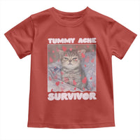 Tummy Ache Survivor Toddler T Shirt Funny Cute Cat Meme - Wonder Print Shop