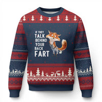Funny Fox Meme Ugly Christmas Sweater If They Talk Behind Your Back Fart Naughty Joke - Wonder Print Shop