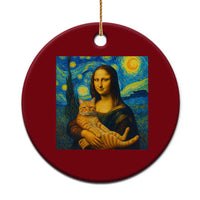 Mona Lisa Cat Starry Night Ceramic Ornament - Wonder Print Shop
