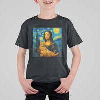 Mona Lisa Cat Starry Night T Shirt For Kid - Wonder Print Shop