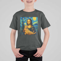 Mona Lisa Cat Starry Night T Shirt For Kid - Wonder Print Shop