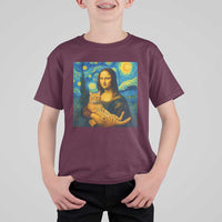 Mona Lisa Cat Starry Night T Shirt For Kid - Wonder Print Shop
