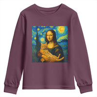 Mona Lisa Cat Starry Night Youth Sweatshirt - Wonder Print Shop