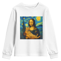 Mona Lisa Cat Starry Night Youth Sweatshirt - Wonder Print Shop