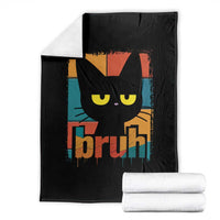 Funny Black Cat Bruh Meme Throw Blanket Funny Black Cat - Wonder Print Shop