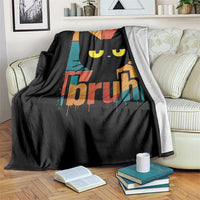 Funny Black Cat Bruh Meme Throw Blanket Funny Black Cat - Wonder Print Shop
