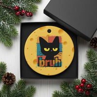 Funny Black Cat Bruh Meme Ceramic Ornament Funny Black Cat - Wonder Print Shop