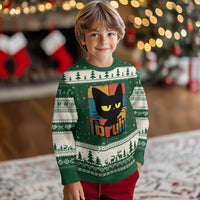Funny Black Cat Bruh Meme Ugly Christmas Sweater Funny Black Cat - Wonder Print Shop