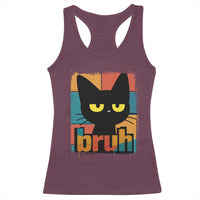 Funny Black Cat Bruh Meme Racerback Tank Top Funny Black Cat - Wonder Print Shop