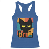 Funny Black Cat Bruh Meme Racerback Tank Top Funny Black Cat - Wonder Print Shop
