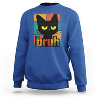 Funny Black Cat Bruh Meme Sweatshirt Funny Black Cat - Wonder Print Shop