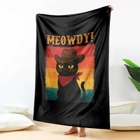 Meowdy Cowboy Cat Throw Blanket Cute Black Kitten Country Western - Wonder Print Shop