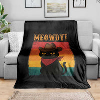 Meowdy Cowboy Cat Throw Blanket Cute Black Kitten Country Western - Wonder Print Shop
