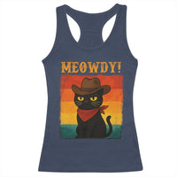 Meowdy Cowboy Cat Racerback Tank Top Cute Black Kitten Country Western - Wonder Print Shop