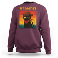 Meowdy Cowboy Cat Sweatshirt Cute Black Kitten Country Western - Wonder Print Shop