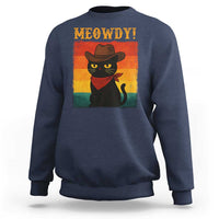 Meowdy Cowboy Cat Sweatshirt Cute Black Kitten Country Western - Wonder Print Shop