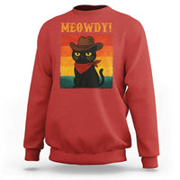 Meowdy Cowboy Cat Sweatshirt Cute Black Kitten Country Western - Wonder Print Shop