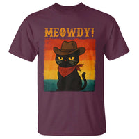 Meowdy Cowboy Cat T Shirt Cute Black Kitten Country Western - Wonder Print Shop