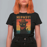 Meowdy Cowboy Cat T Shirt For Women Cute Black Kitten Country Western - Wonder Print Shop